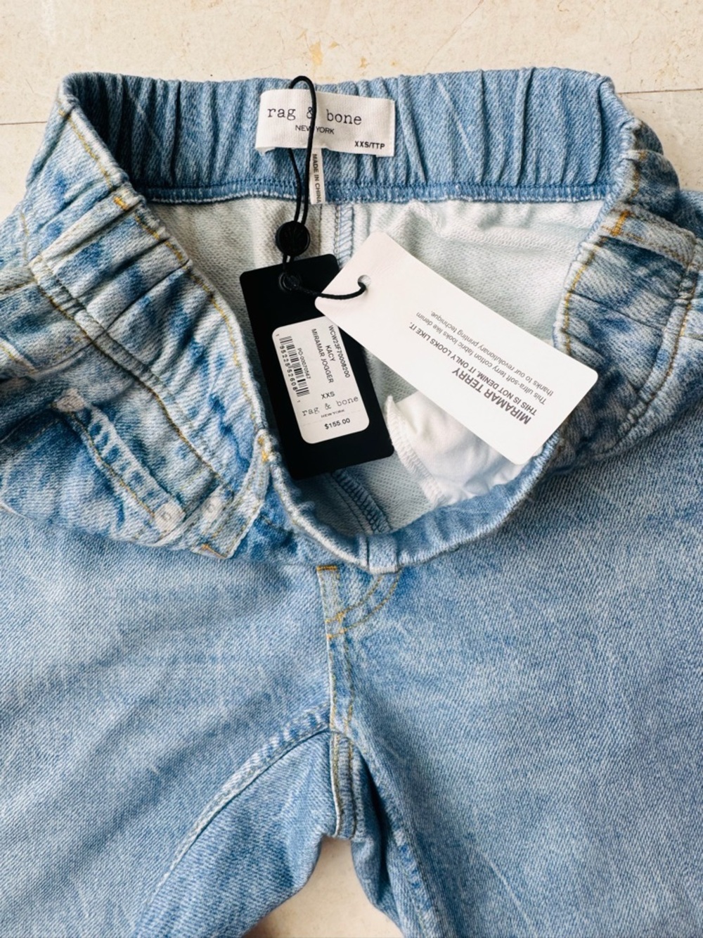 Rag & Bone Kacy Miramar Light Blue Jogger Jeans Elastic Hem size XXS - Picture 8 of 16